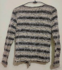 Dark Grey &amp; Cream Winter Blazer For Girl 14- 16 Ye