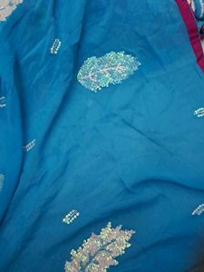 Blue new saree flora print