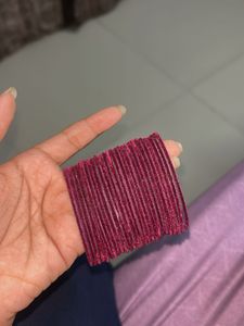 Maroon Glitter Bangles Set