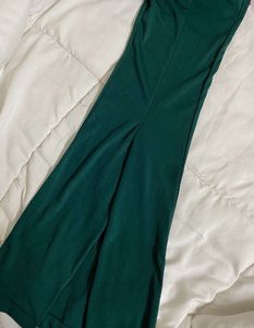 Chic Green Split Flare Pants