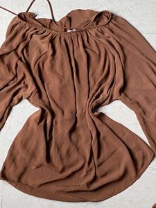H&amp;M Boho Brown Ruffle Blouse