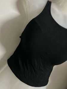 Ribbed Black Crop Tank Top