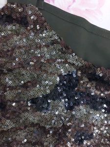 Sparkling Sequin Camouflage Print Crop Top