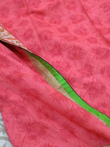 Pink cotton saree