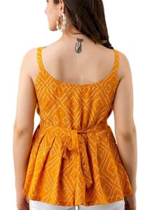 Stylish Yellow Bandhani Print Kurti Top