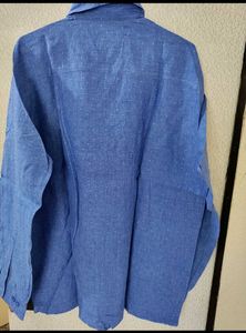 Men's Blue Dotted Casual Shirt