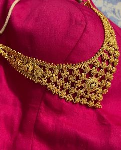 Gold Necklace Set with earrings, nose ring
