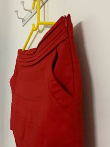 Chic Red Mini Skirt With Builtin Shorts