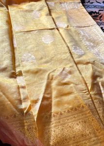 Vibrant Yellow Saree with Gold Motifs