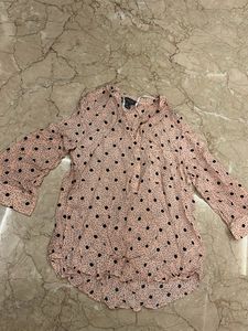 Chic Polka Dot Ruffle Neck Blouse
