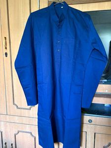 Men's Blue Kurta with Chikankari Nehru Jacket