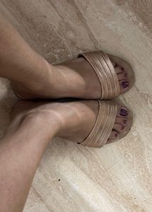 Rose Gold Strappy Flat Sandals