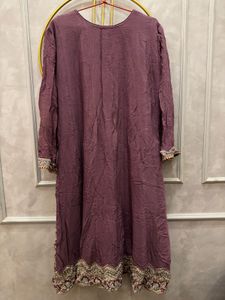 Embroidered Purple short anarkali kurta