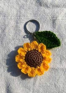 handmade sunflower crochet keychain