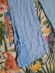 Light Blue Crinkle Palazzo Pants