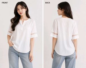 Chic White Mesh Sleeve Top