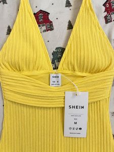 Yellow Ribbed One-Piece Swimsuit