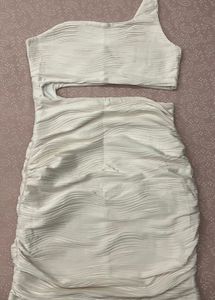 One Shoulder Cutout Textured Dress