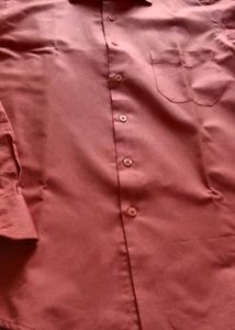 Men's Peach Cotton Casual Shirt