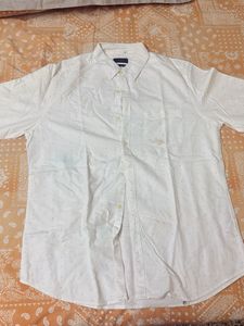 Men's White Short Sleeve Button-Up Shirt
