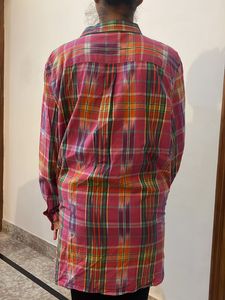 Pink Plaid Button-Up Shirt