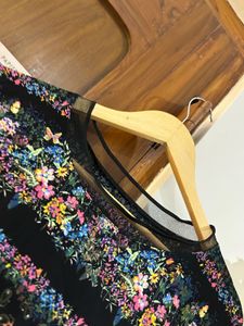 Floral Print Sheer Neck Top