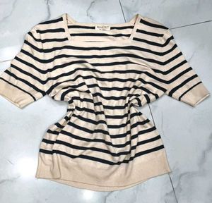 Striped Square Neck Knit Top