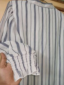 Recap Women's Striped Tie Neck Top || Size L