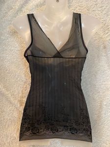 Sheer Black Cami with Lace Detail