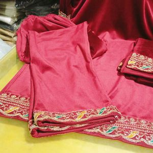 Heavy Embroidery Work Velvet Kurti Set
