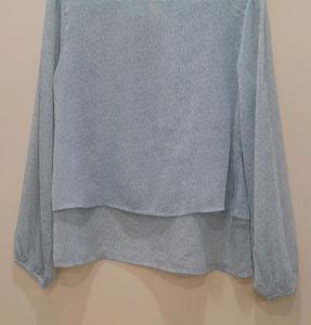 Olive Light Blue Georgette Top