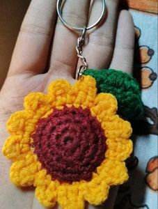 Handmade Crochet Sunflower Keychain