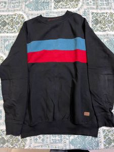 Black Sweatshirt with Colorblock Stripe