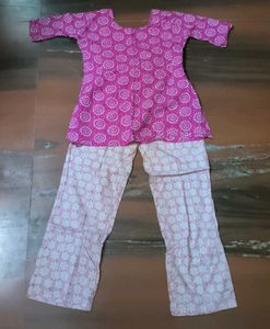 Pink Printed Kurta and Pant Set