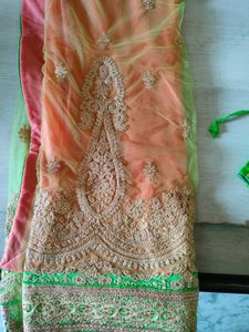 Beautiful Orange &amp; Green Saree