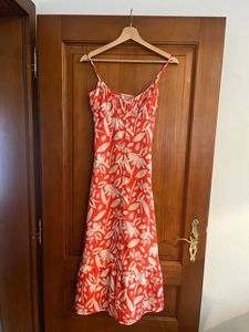tiffosi orange Floral Midi Dress ,size -small