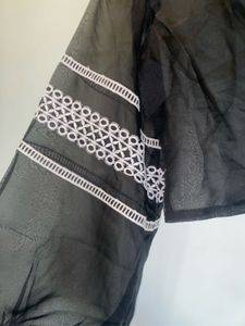 Sheer Black Embroidered Crop Top