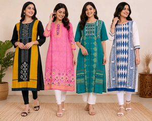 Vibrant Printed Kurtas Set of 4