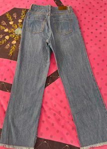 flared blue jeans