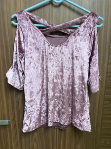 Crushed Velvet Cold Shoulder Top