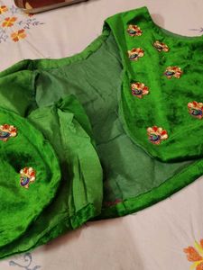 🦚 Green Velvet Koti/Waistcoat Peacock patches
