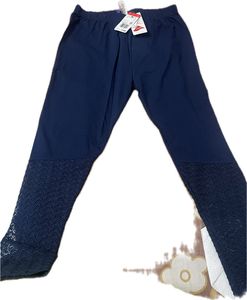 Chic Navy Lace Trim Leggings