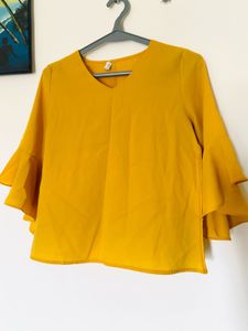 Mustard Yellow Bell Sleeve Top