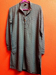 Men's Teal Printed Kurta