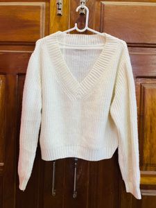 Cozy V-Neck Cream Knit Sweater