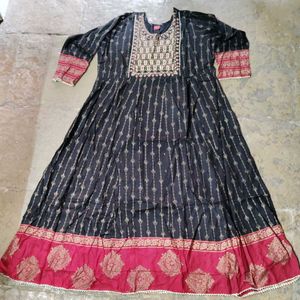 Black Golden Printed Anarkali Kurta