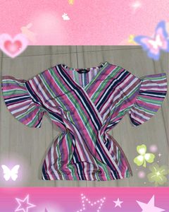 Y2K Striped V-Neck Top
