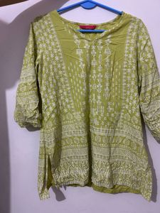 Green Printed Kurta