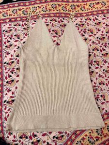 Ribbed Chain Strap Tank Top