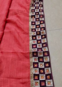 Elegant Pink Saree with Embellished Border
